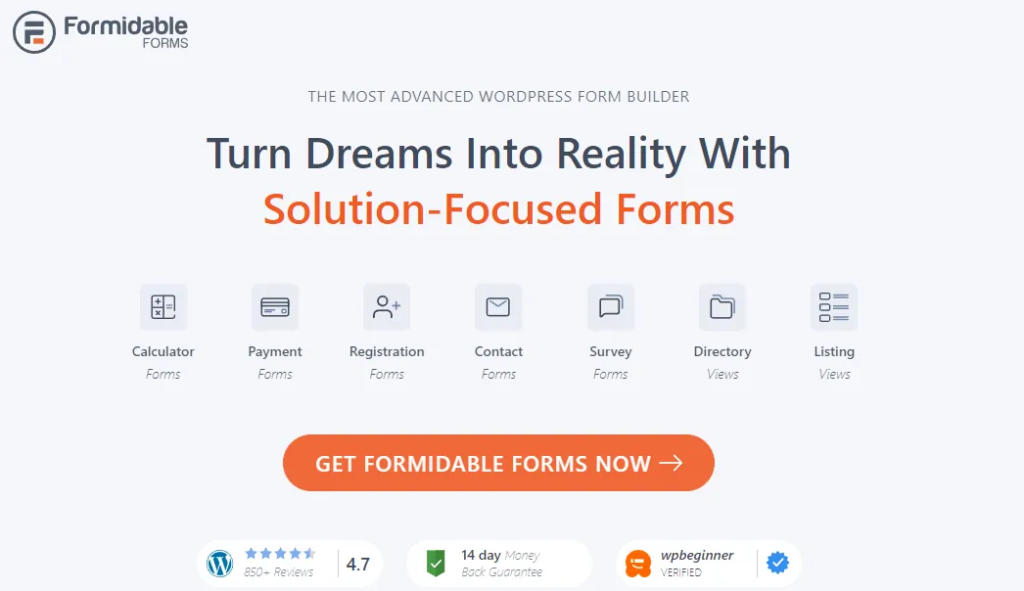 formidable forms contact form plugin