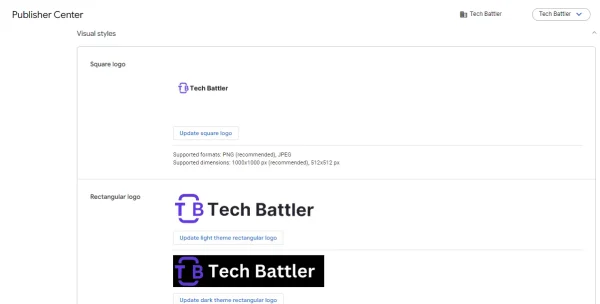 Google News Publisher Center Logo Settings